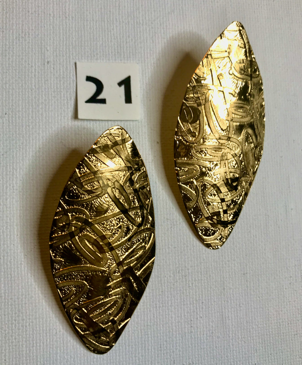 #21 Etched Shield Earrings