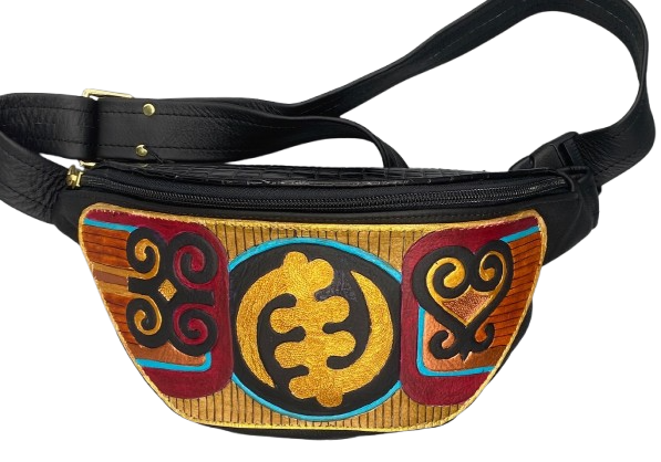 WAIST POUCH - Adinkra Kollage - Gye Nyame - Ram's Horns - Sankofa