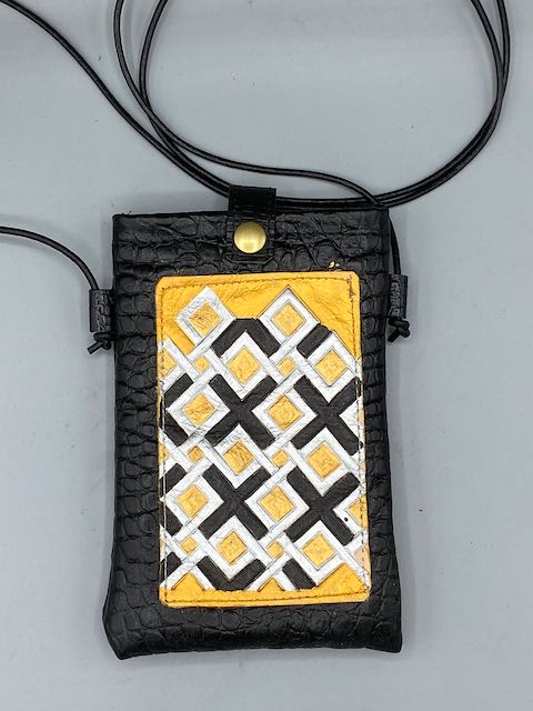 CELL PHONE POUCH - "KUBA KOLORS - Black, White, Gold"