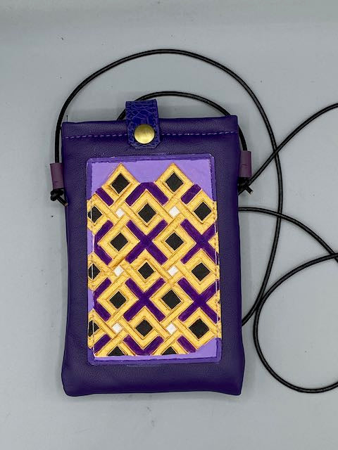 CELL PHONE POUCH - "Purple & Gold Kuba Kolors"