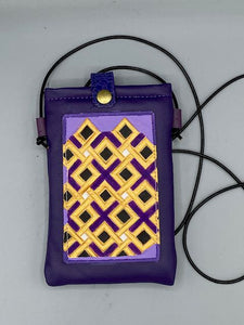 CELL PHONE POUCH - "Purple & Gold Kuba Kolors"