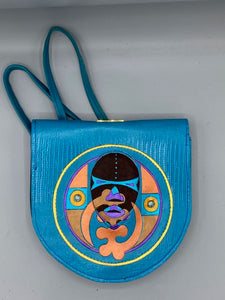 MEDIUM ROUNDER - "DAN MASK  & Gye Nyame on Turquoise"