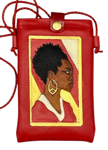 CELL PHONE POUCH - "Red & White Swept Away"