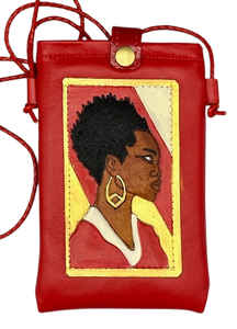 CELL PHONE POUCH - "Red & White Swept Away"