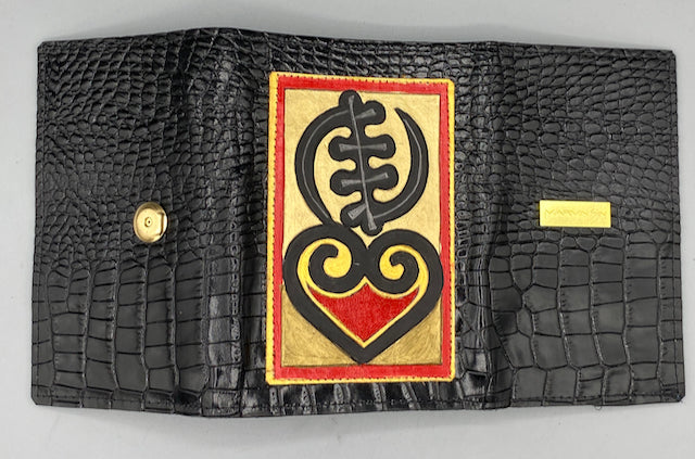 TRI-FOLD LADIES WALLET - ""Gye Nyame & Sankofa"