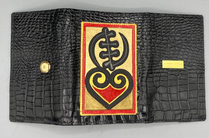 TRI-FOLD LADIES WALLET - ""Gye Nyame & Sankofa"