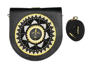 MEDIUM ROUNDER - Black & White Beaded/Framed Baluba