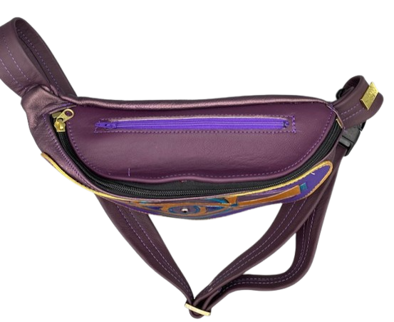 WAIST POUCH - "Connected Ankhs on Purple"