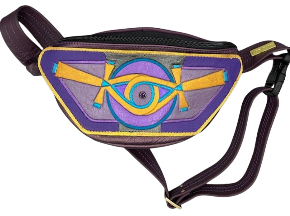 WAIST POUCH - "Connected Ankhs on Purple"