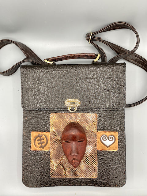 MASTERPIECE MESSENGER BAG - "DAN MASK with Adinkra"