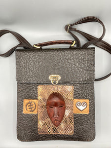 MASTERPIECE MESSENGER BAG - "DAN MASK with Adinkra"