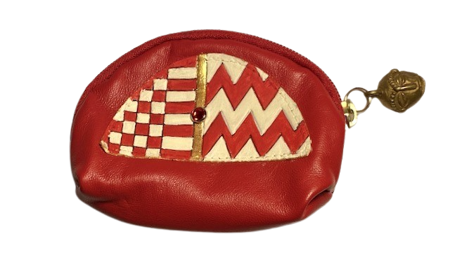 BUBBLE COIN POUCH - "Red & White Kente"