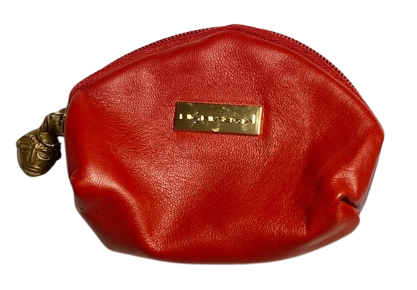 BUBBLE COIN POUCH - "Red & White Kente"