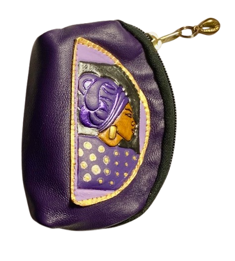 BUBBLE COIN POUCH - "Purple Afrikan Sister"