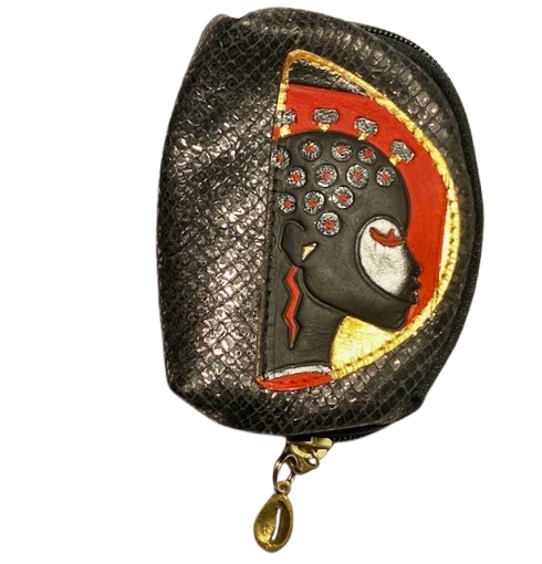 BUBBLE COIN POUCH - "NUBIAN KNOTS-RED ACCENTS"
