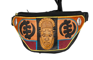 WAIST POUCH - "OBA OF BENIN / with Gye Nyame & Cowrie Shells"