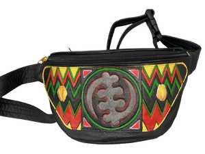 WAIST POUCH - "Gye Nyame on Kente with Cowrie Shells"